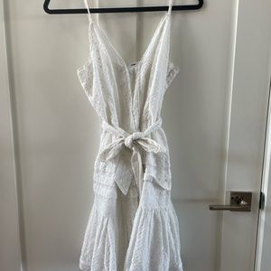 Page Nahla, white V-neck lace mini dress